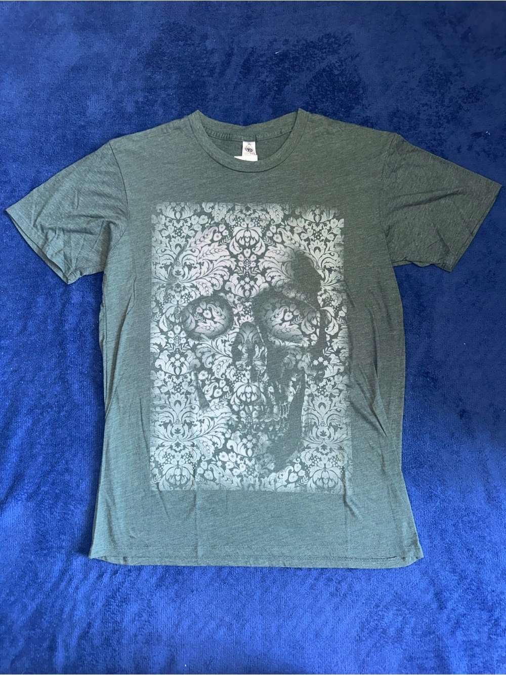 Body Rags Mens Floral Skull T-Shirt Tee Top Sz Small S Green NWT